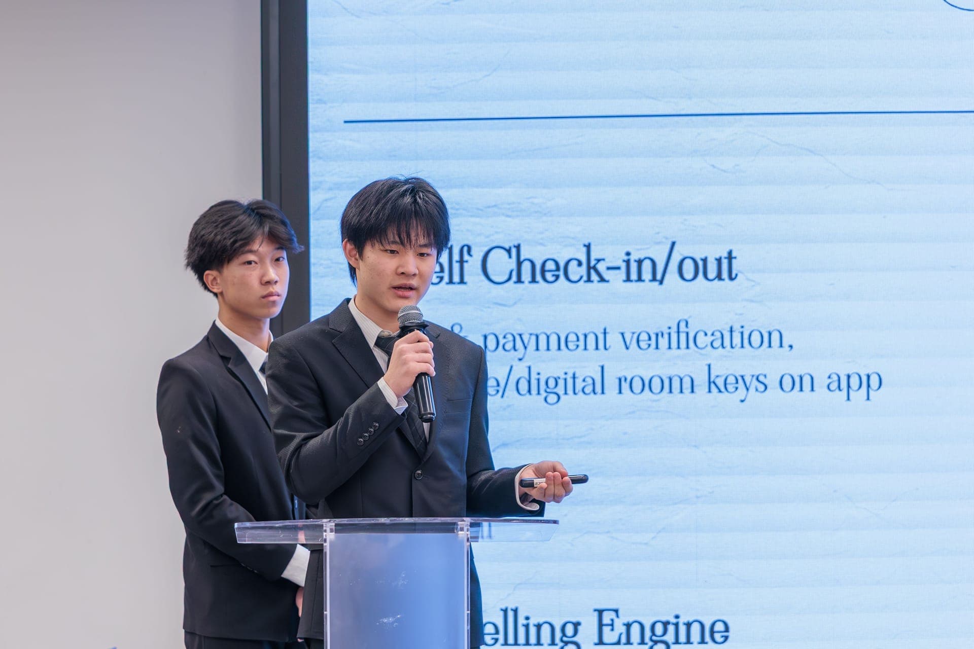 Student presenting their startup pitch
